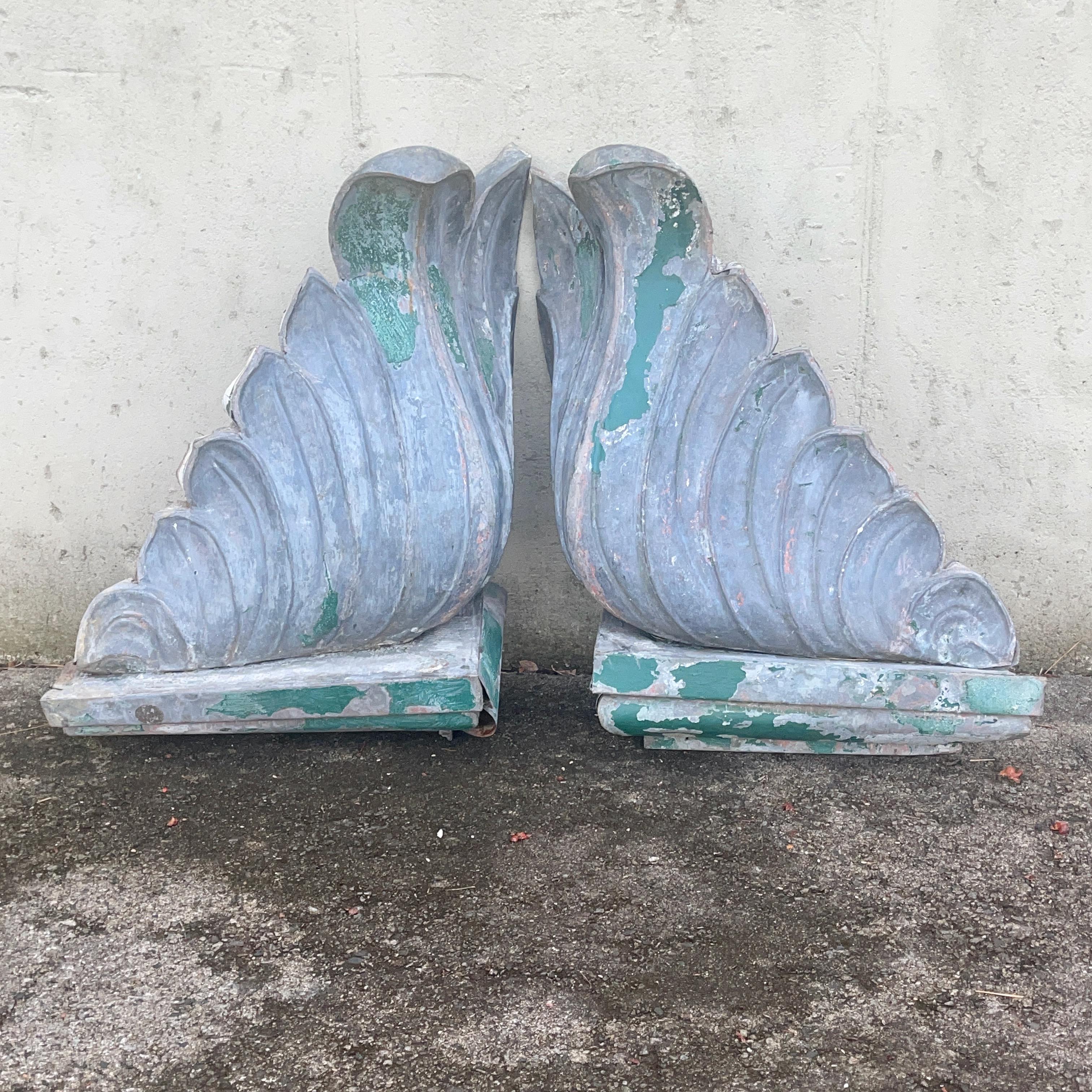 Pair of Hand Formed Sheet Metal Architectural Finials For Sale 9