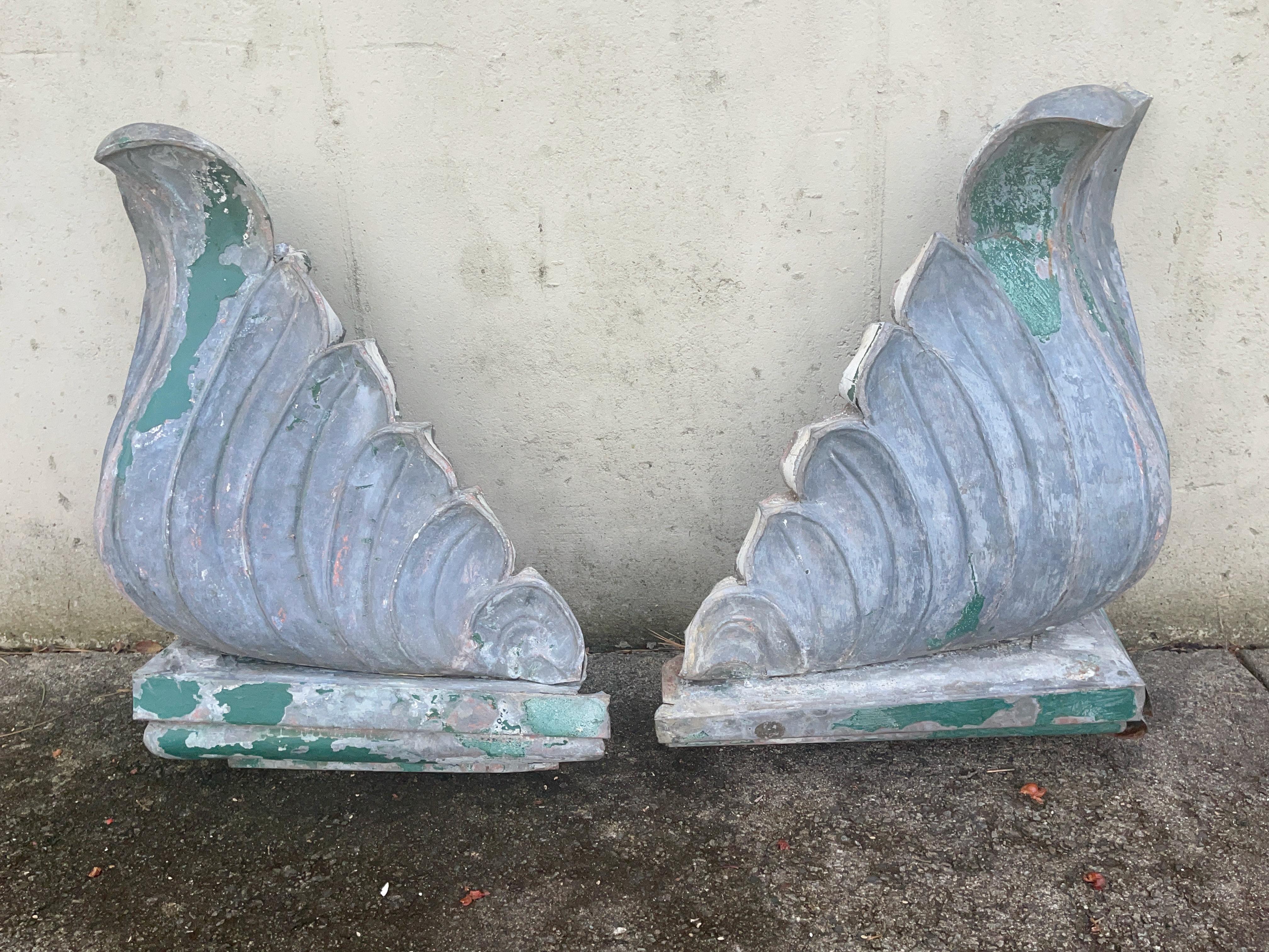 Victorian Pair of Hand Formed Sheet Metal Architectural Finials For Sale