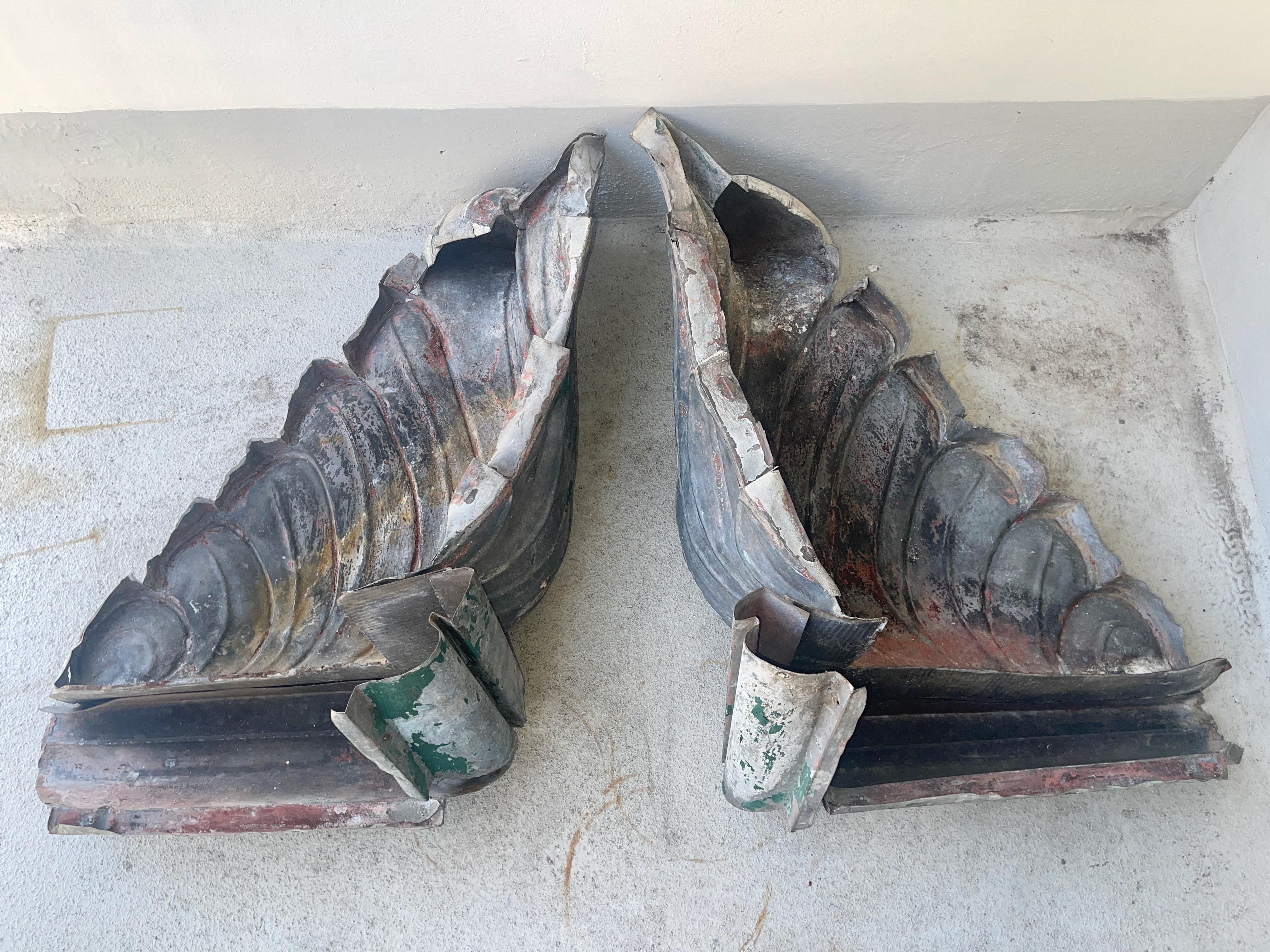American Pair of Hand Formed Sheet Metal Architectural Finials For Sale