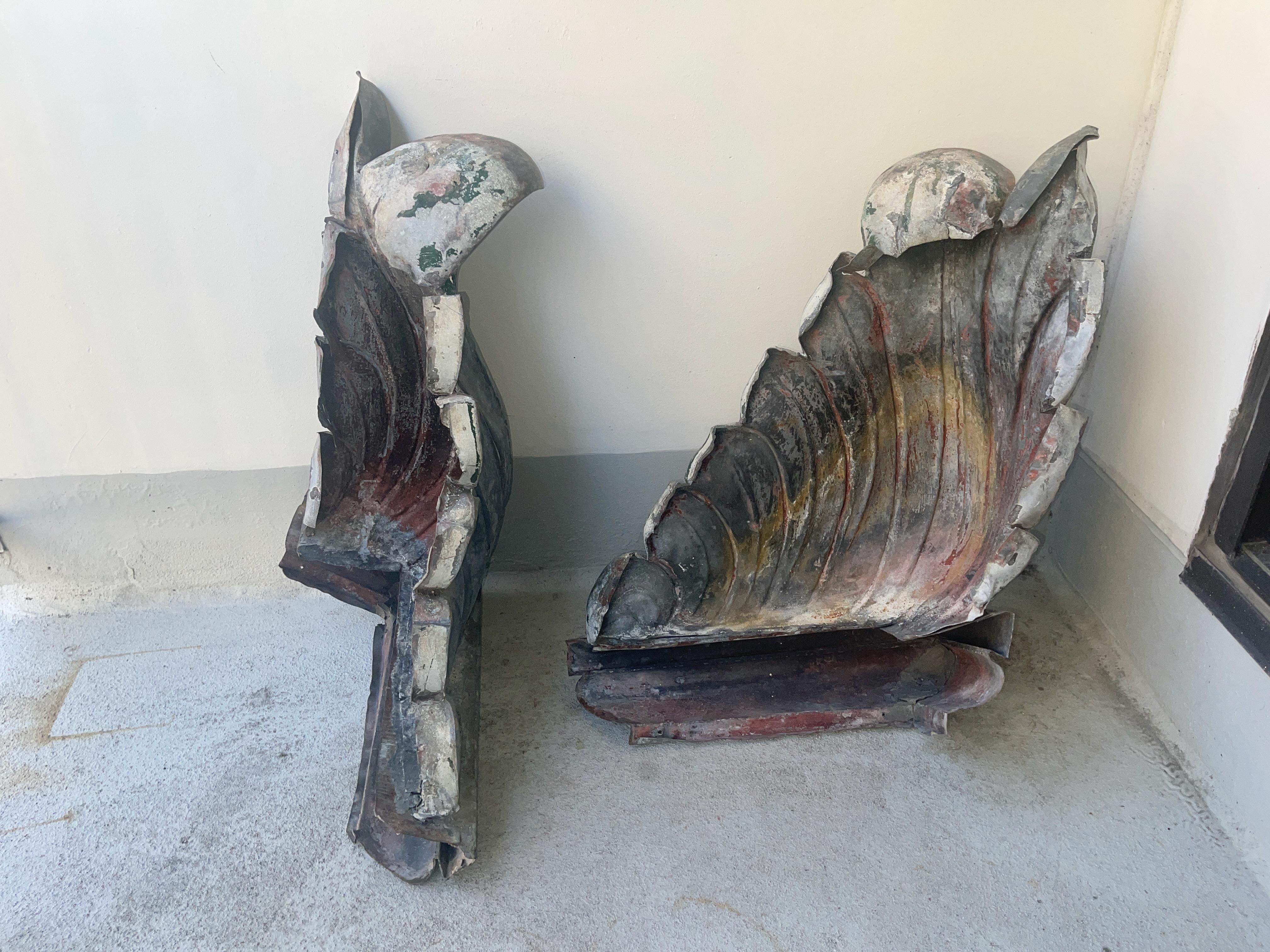 Pair of Hand Formed Sheet Metal Architectural Finials For Sale 2