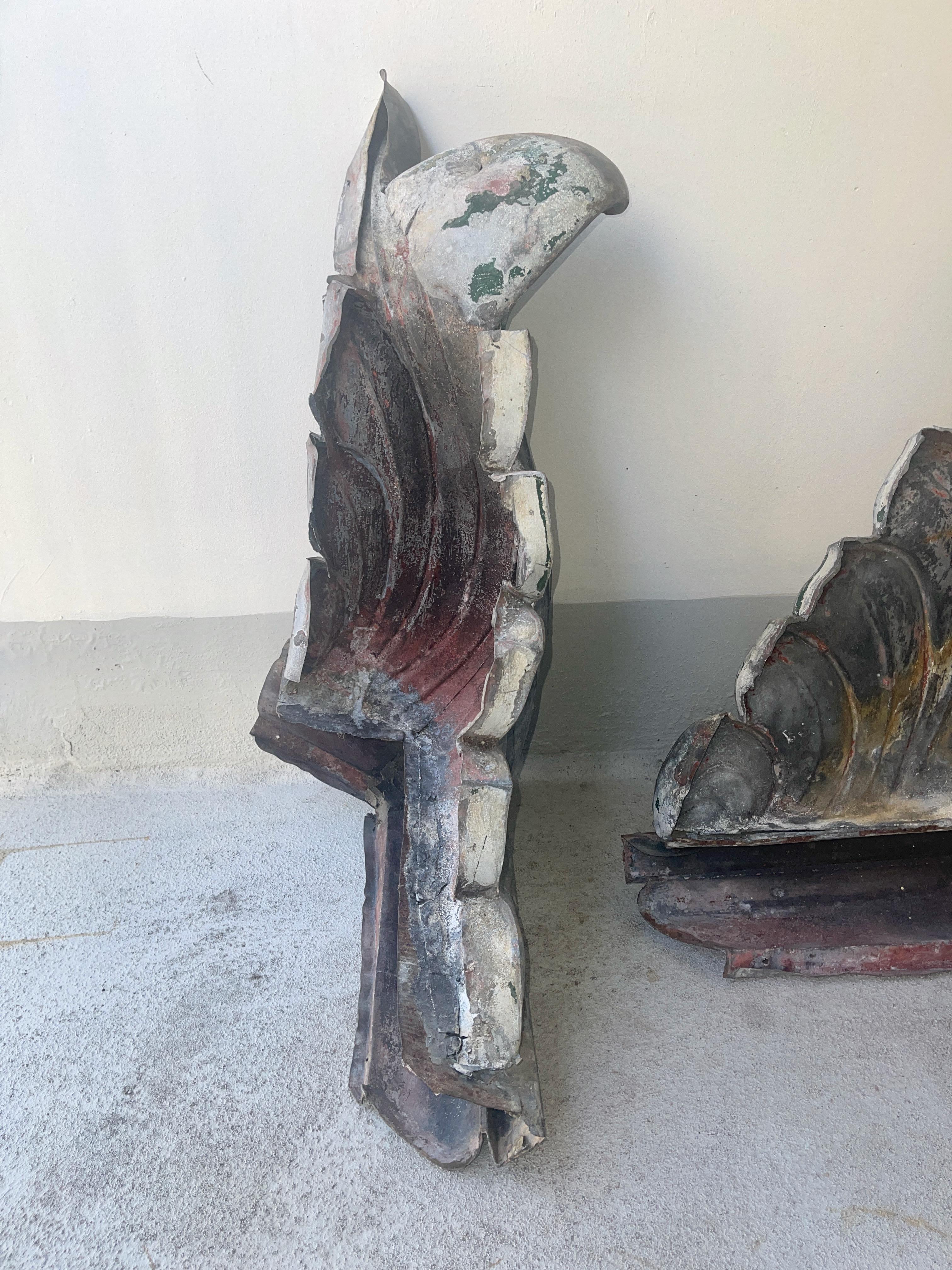 Pair of Hand Formed Sheet Metal Architectural Finials For Sale 3