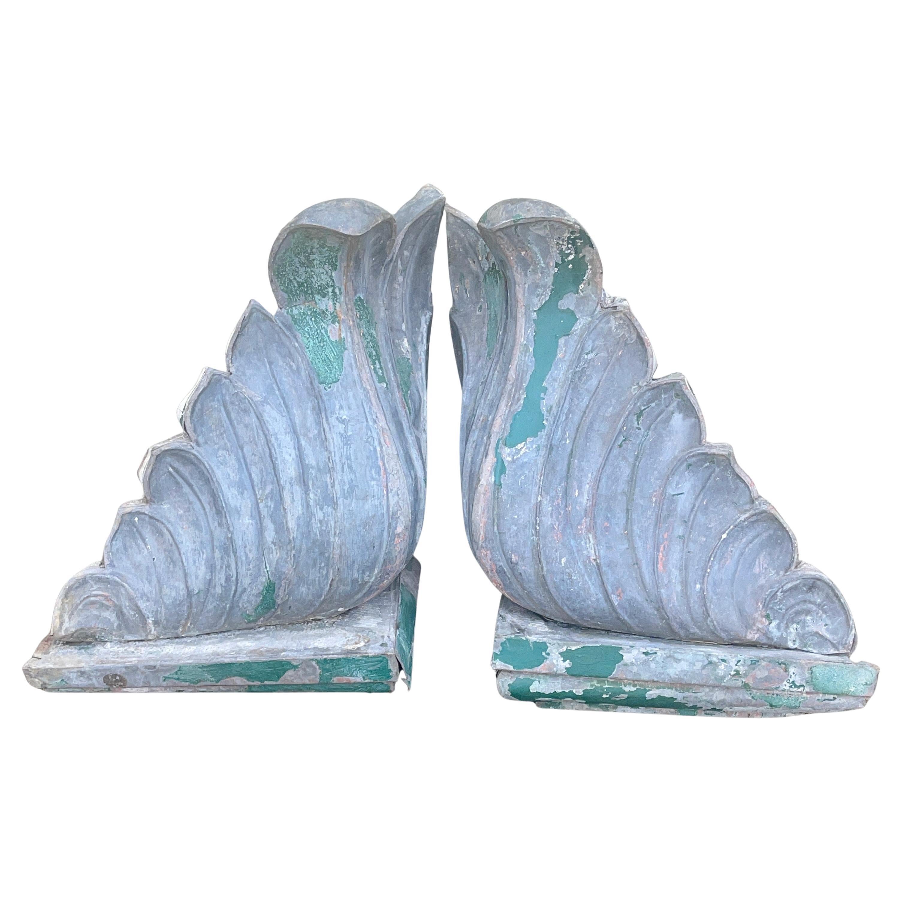 Pair of Hand Formed Sheet Metal Architectural Finials