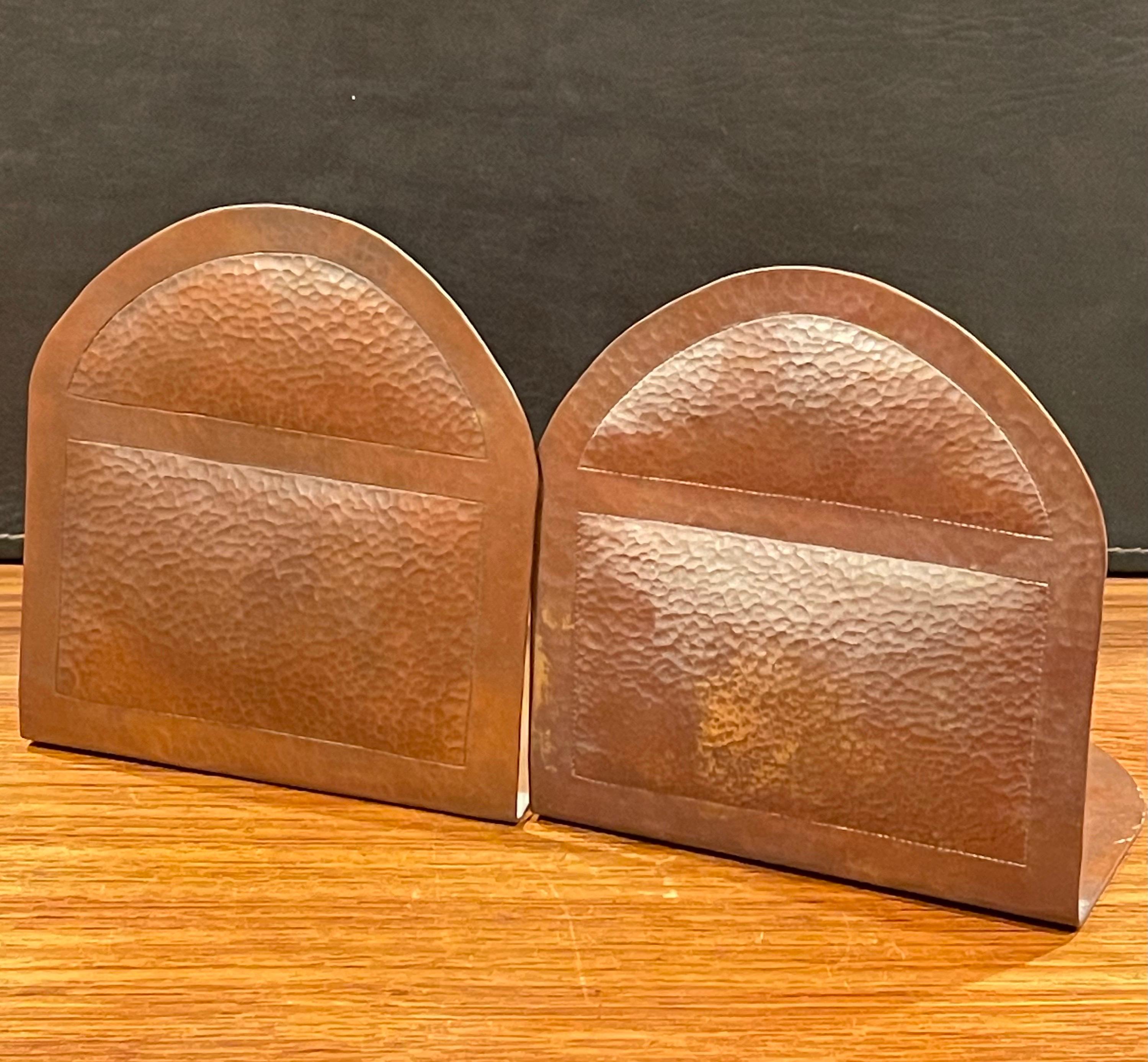 Pair of Hand Hammered Copper Arts & Crafts Style Bookends by Ramiro M. 4