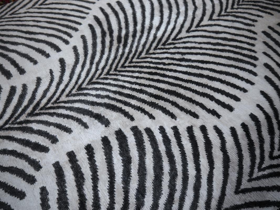 Pair of Hand Knotted Zebra Rugs in Style of Art Deco For Sale 6