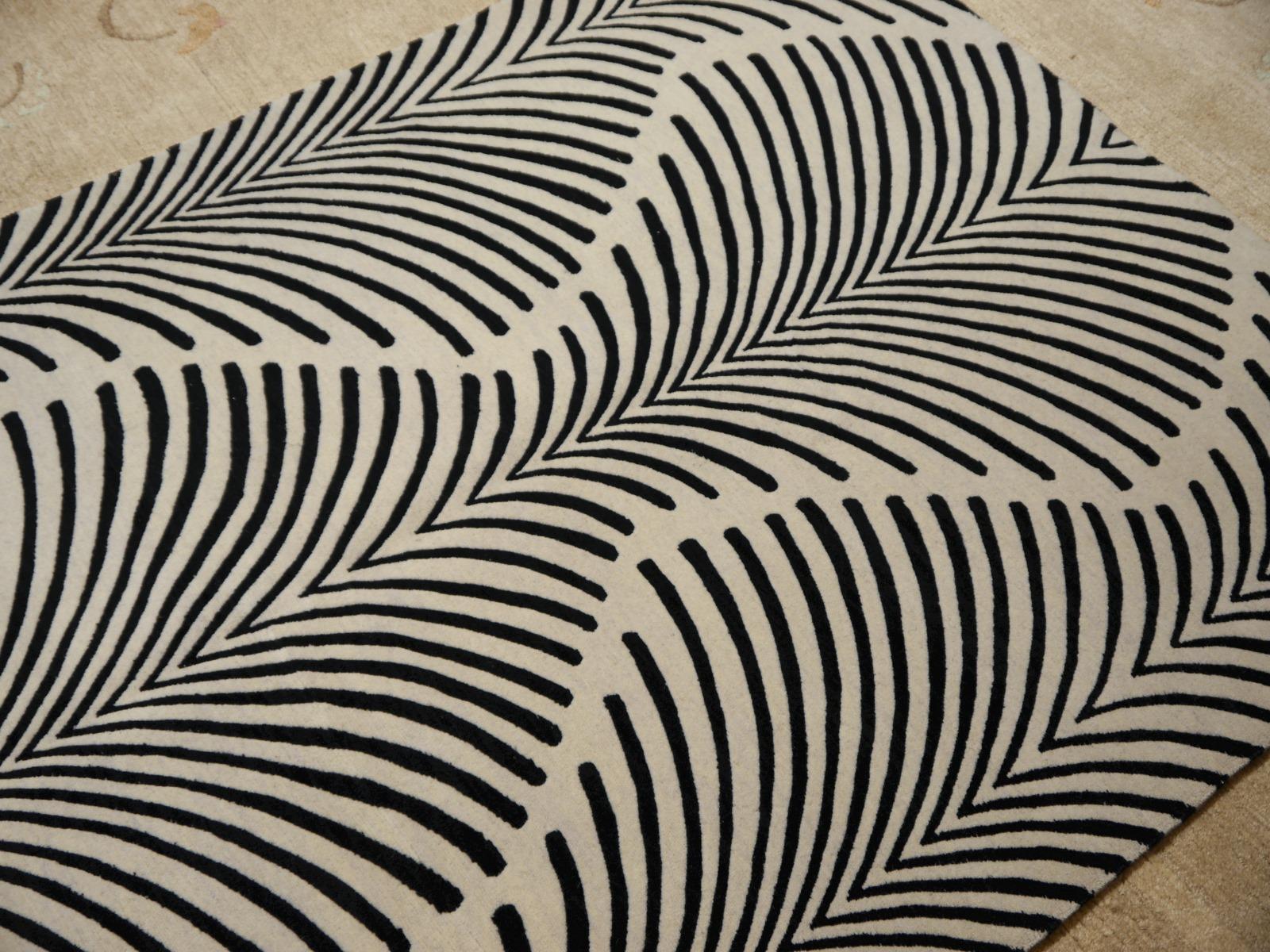 Nepalese Pair of Hand Knotted Zebra Rugs in Style of Art Deco For Sale
