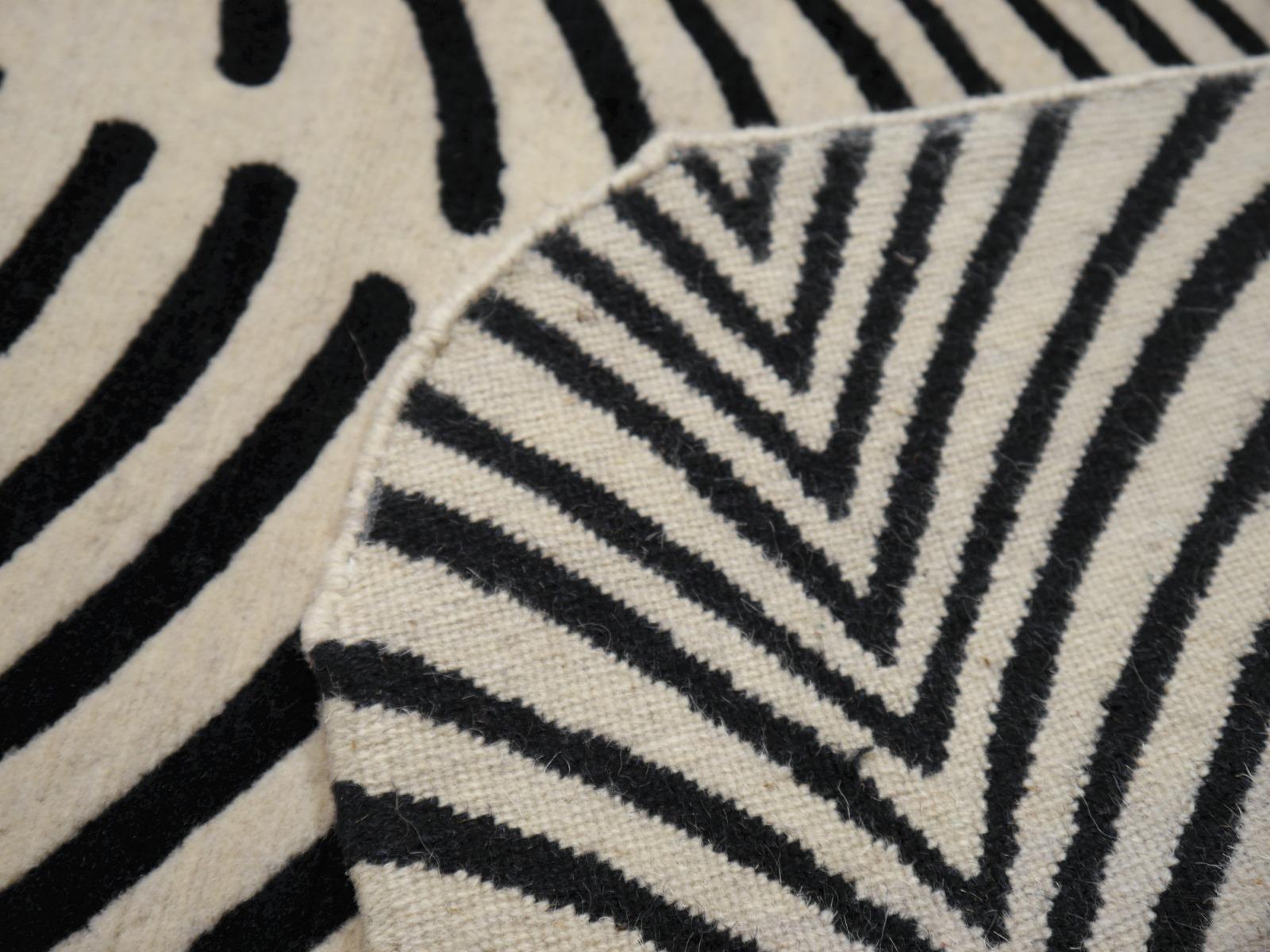 Contemporary Pair of Hand Knotted Zebra Rugs in Style of Art Deco For Sale