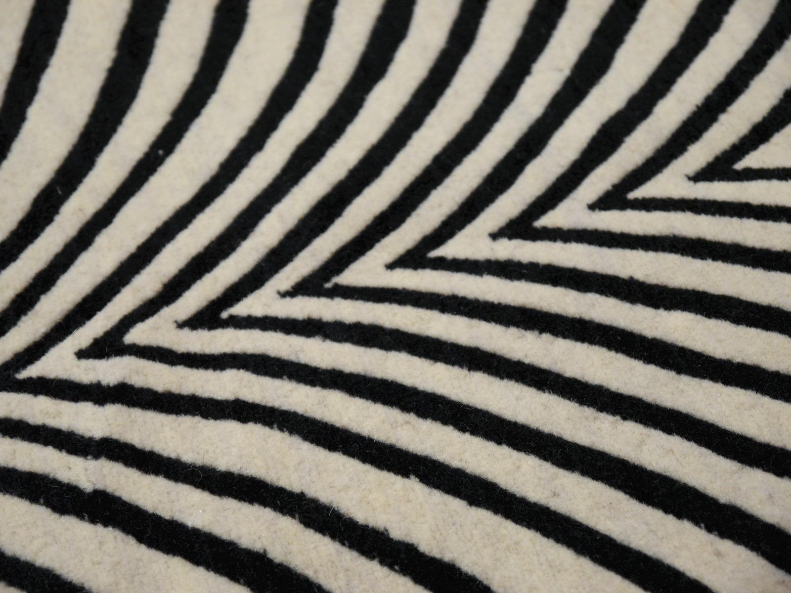 Wool Pair of Hand Knotted Zebra Rugs in Style of Art Deco For Sale