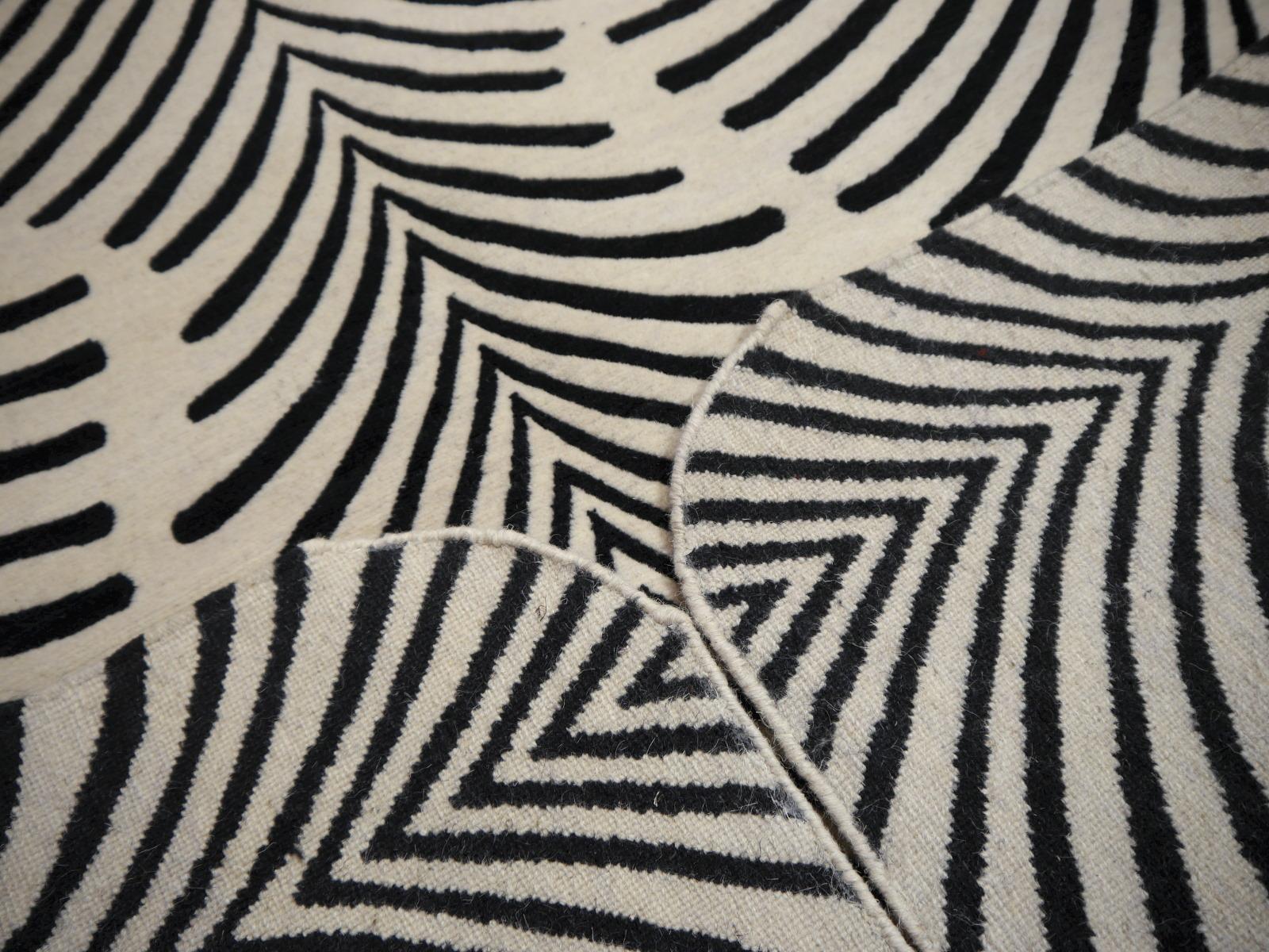 Pair of Hand Knotted Zebra Rugs in Style of Art Deco For Sale 1