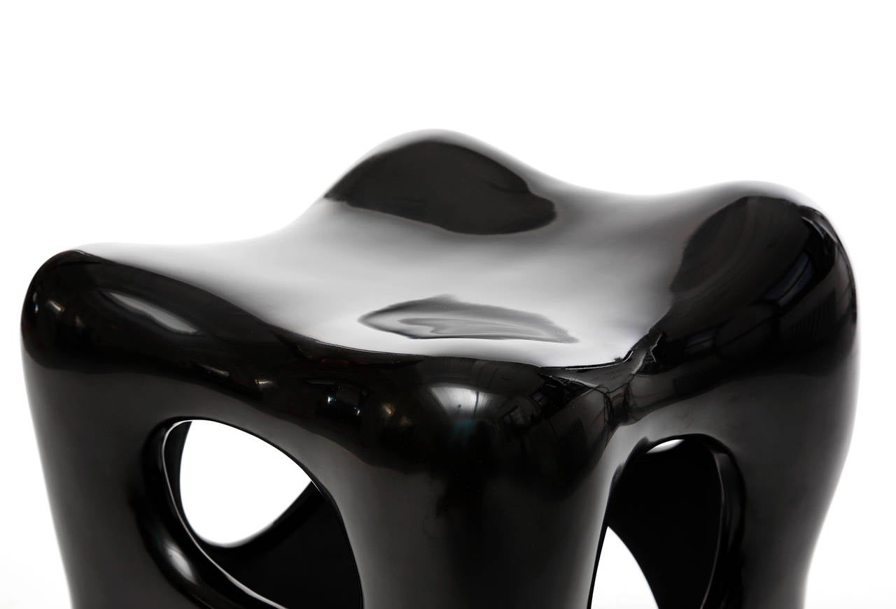 Pair of Hand-Lacquered Sculpted Stools by Jacques Jarrige, 2006 For Sale 2