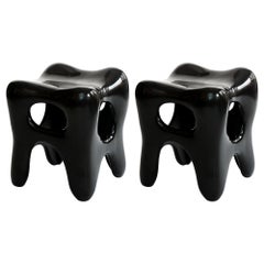 Pair of Hand-Lacquered Sculpted Stools by Jacques Jarrige, 2006