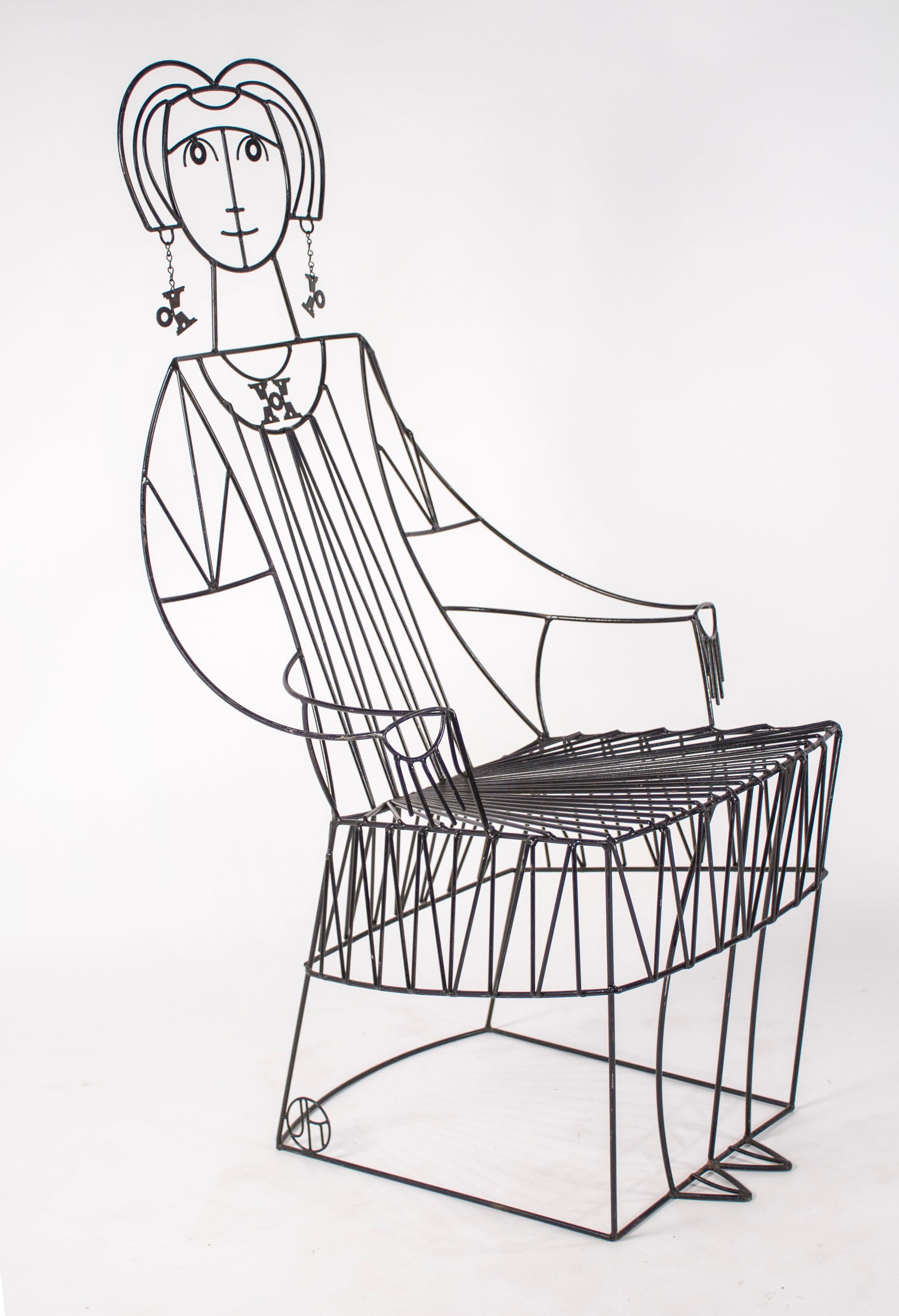 Welded Pair of John Risley Lady Chair Sculptures, Handmade, 1960