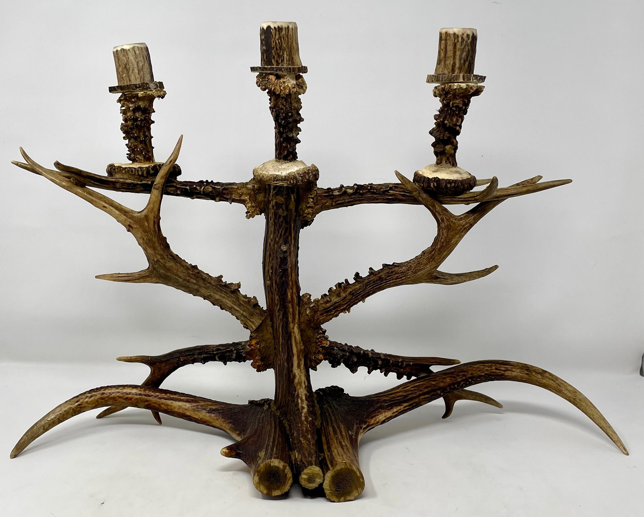 Pair of Hand-Made 3 Cup Antler Candelabra.
14 1/2