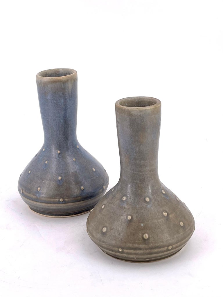 Pair of Handmade Ceramic Bud Vases by S Christiansens at 1stDibs