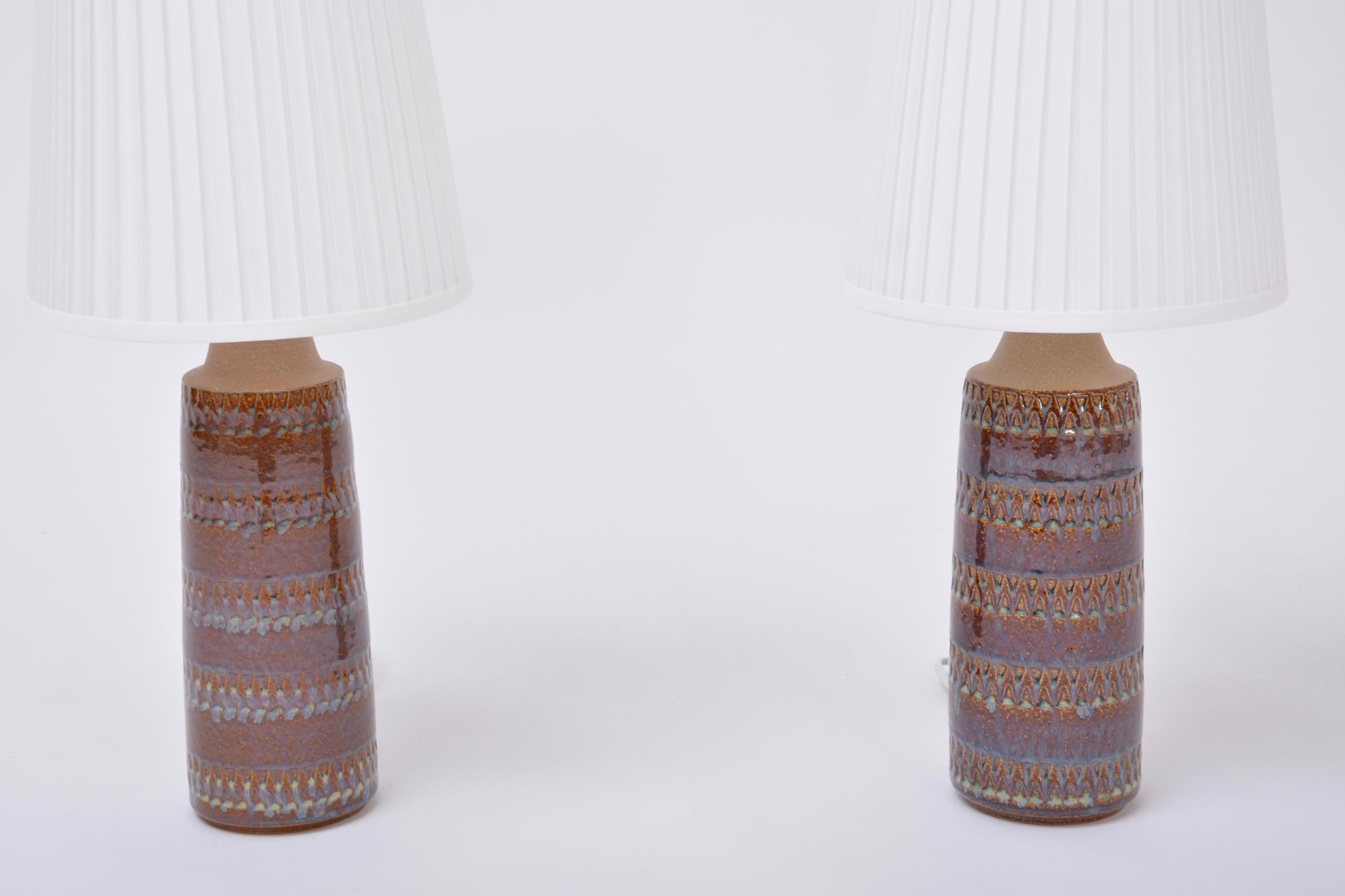 Mid-Century Modern Pair of Hand Made Danish Mid-Century Ceramic Table Lamps by Soholm Stentoj