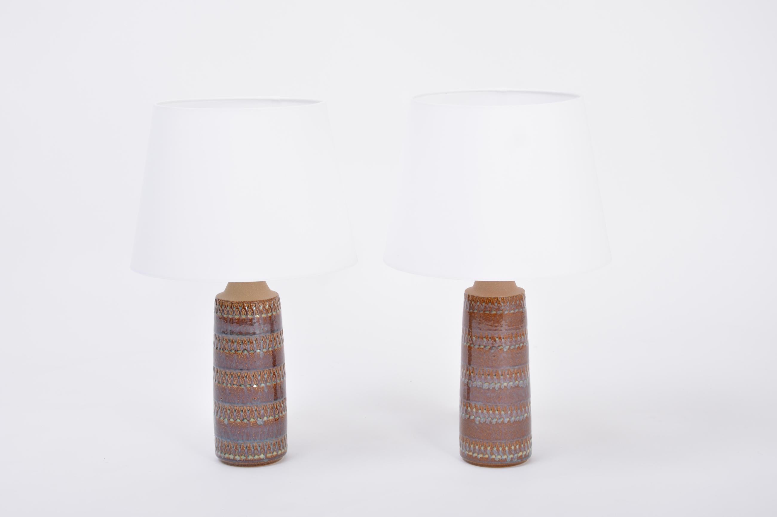 Glazed Pair of Hand Made Danish Mid-Century Ceramic Table Lamps by Soholm Stentoj