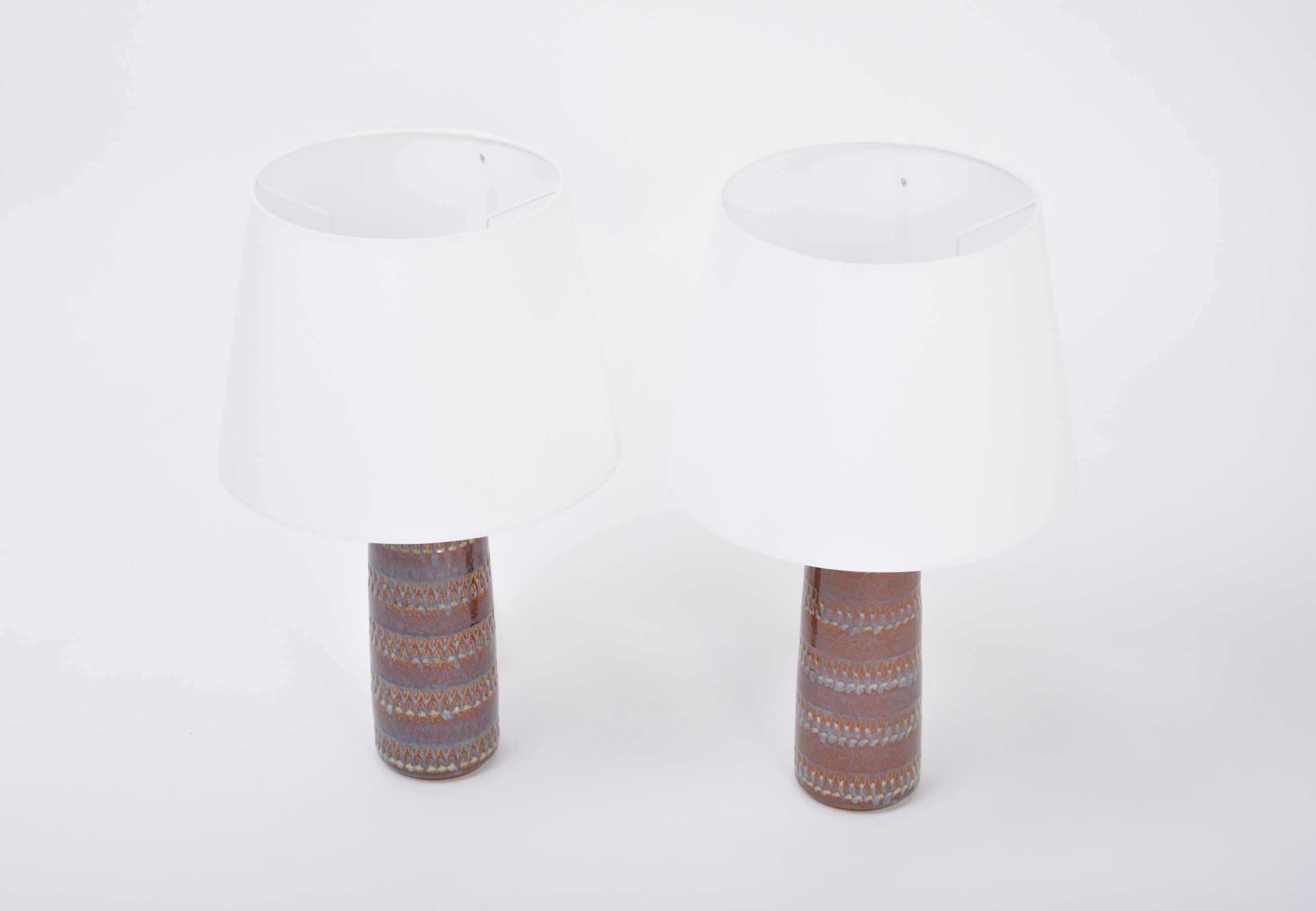 Pair of Hand Made Danish Mid-Century Ceramic Table Lamps by Soholm Stentoj In Good Condition In Berlin, DE