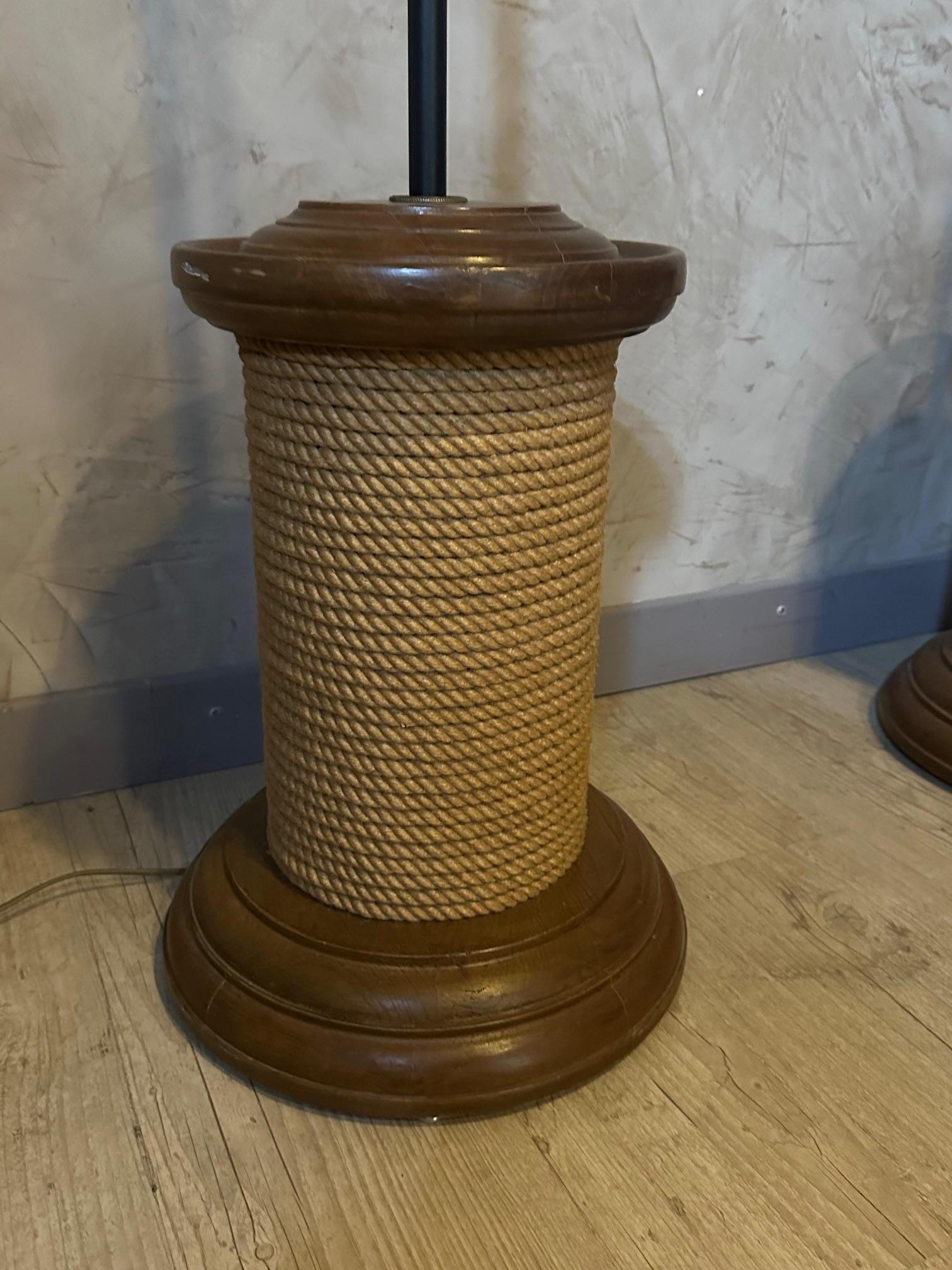 Fabric Pair of Hand Made Floor Lamp For Sale