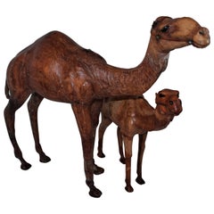 Antique Pair of Hand Made  Leather Camels