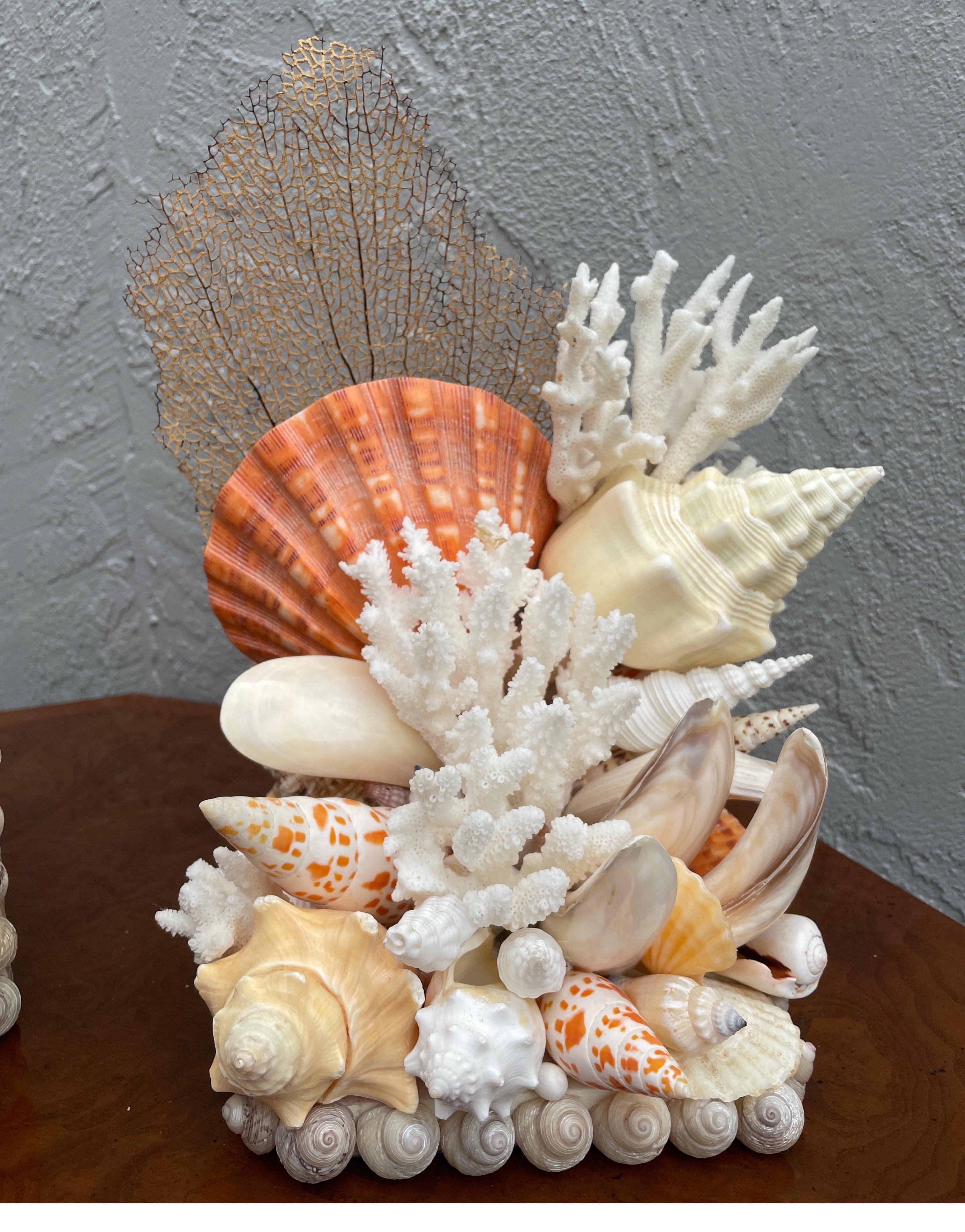 20th Century Pair of Hand Made Shell & Coral Bookends For Sale