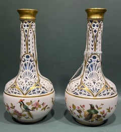 Pair of Hand-Pained Royal Crown Derby Vases, Circa 1880