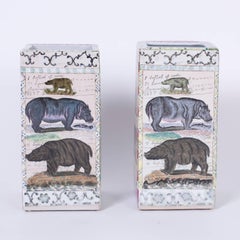 Pair of Hand-Painted Animal Vases