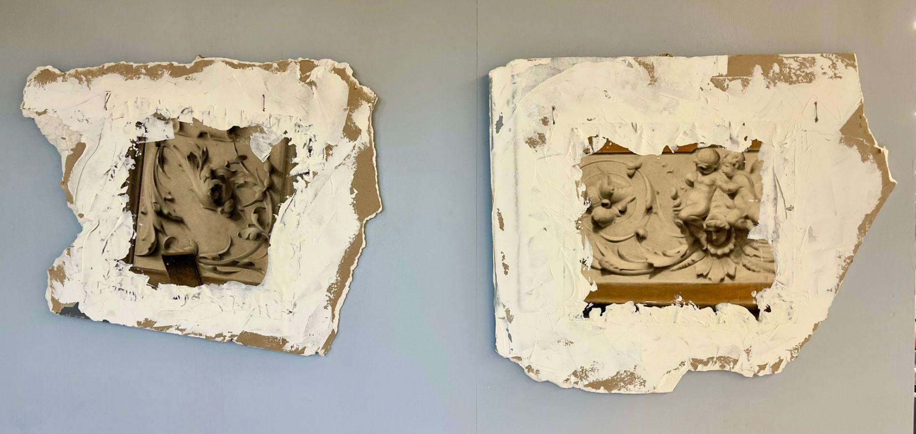 Pair of Hand Painted Architectural Wall Fragments, Plaster, Italian, Venetian  For Sale 4