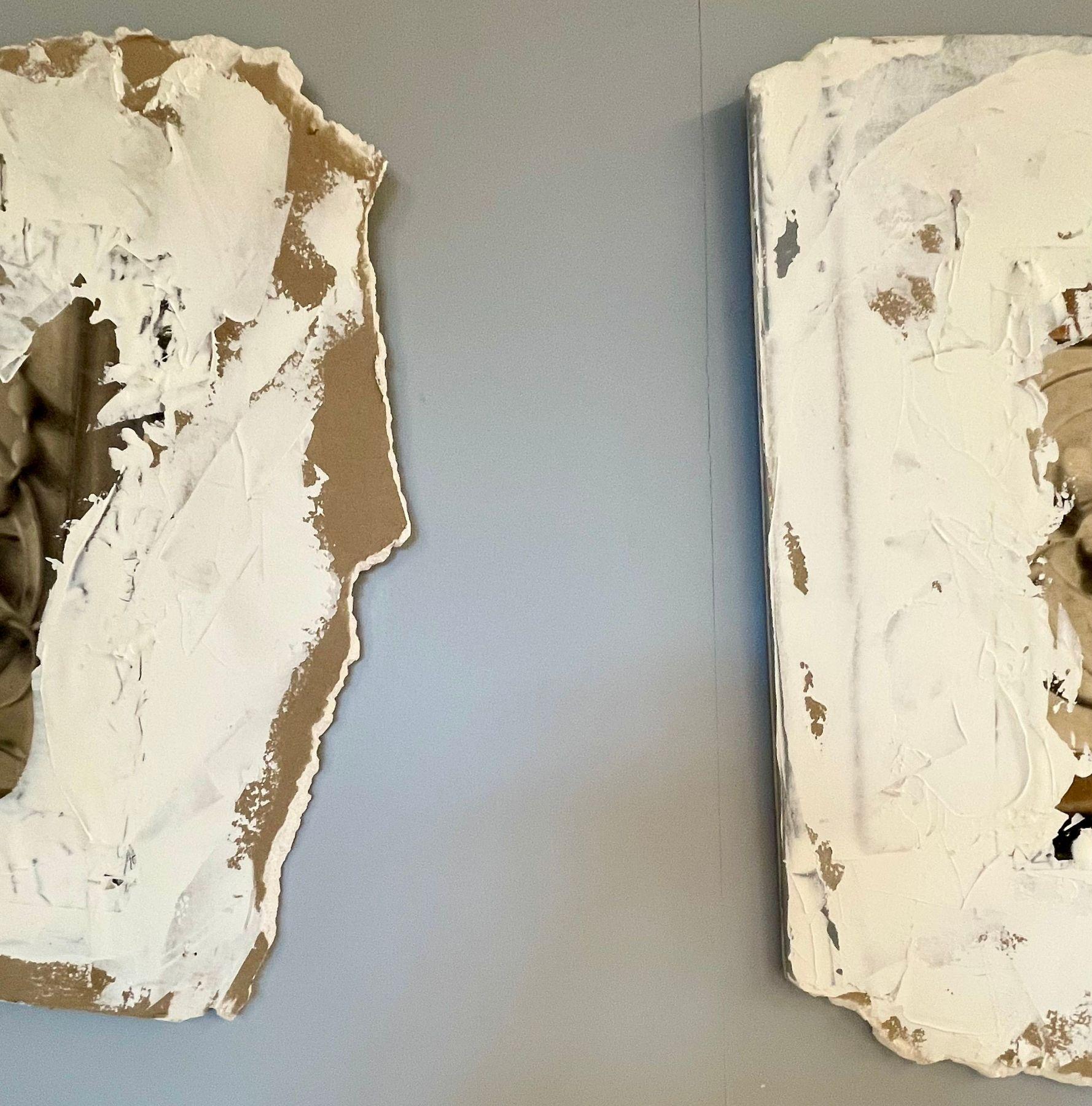 Pair of Hand Painted Architectural Wall Fragments, Plaster, Italian, Venetian  For Sale 2