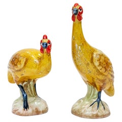 Vintage Pair of Hand Painted Ceramic Chickens