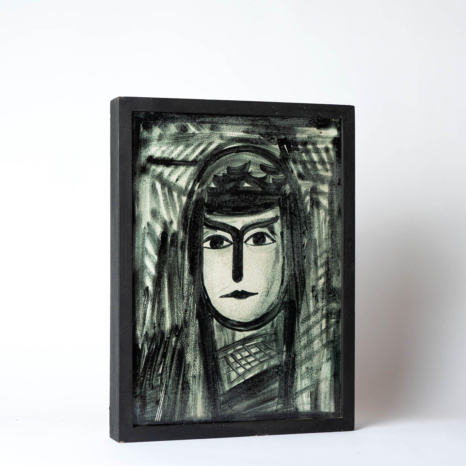 Vintage Monochrome Portrait Painting

Dating from the 1950s-1960s period and painted in the Fauvist style.

Freely and quickly painted confidently with monochrome glaze on thick ceramic tile.

They are unsigned but definitely by an accomplished