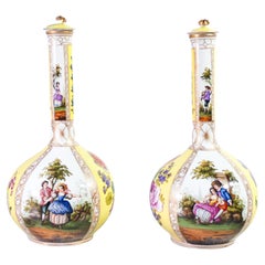 Pair of Hand Painted Ceramic Vases by Helena Wolfsohn, Dresden, Late 19th C