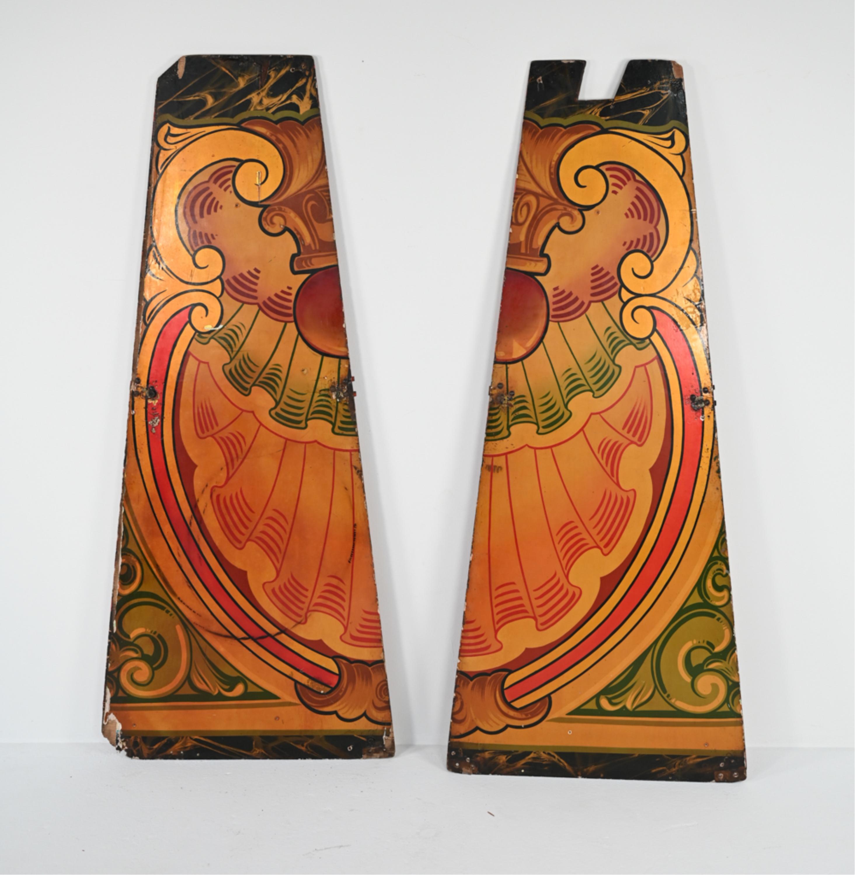 Pair of Hand Painted Early Carnival Rounding Boards For Sale 1