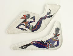 Pair of Hand Painted Freeform Dishes, Italy, 1950's