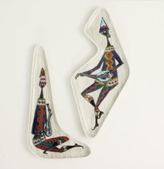 Pair of Hand Painted Freeform Dishes, Italy, 1950's