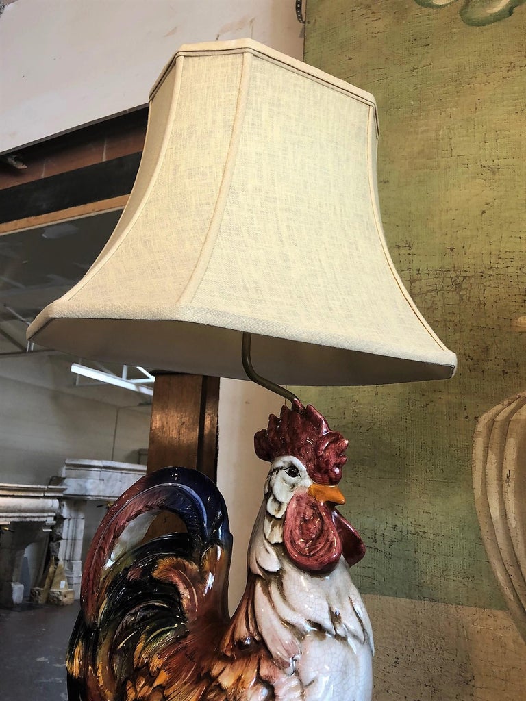 Pair of HandPainted French Rooster Lamps at 1stDibs
