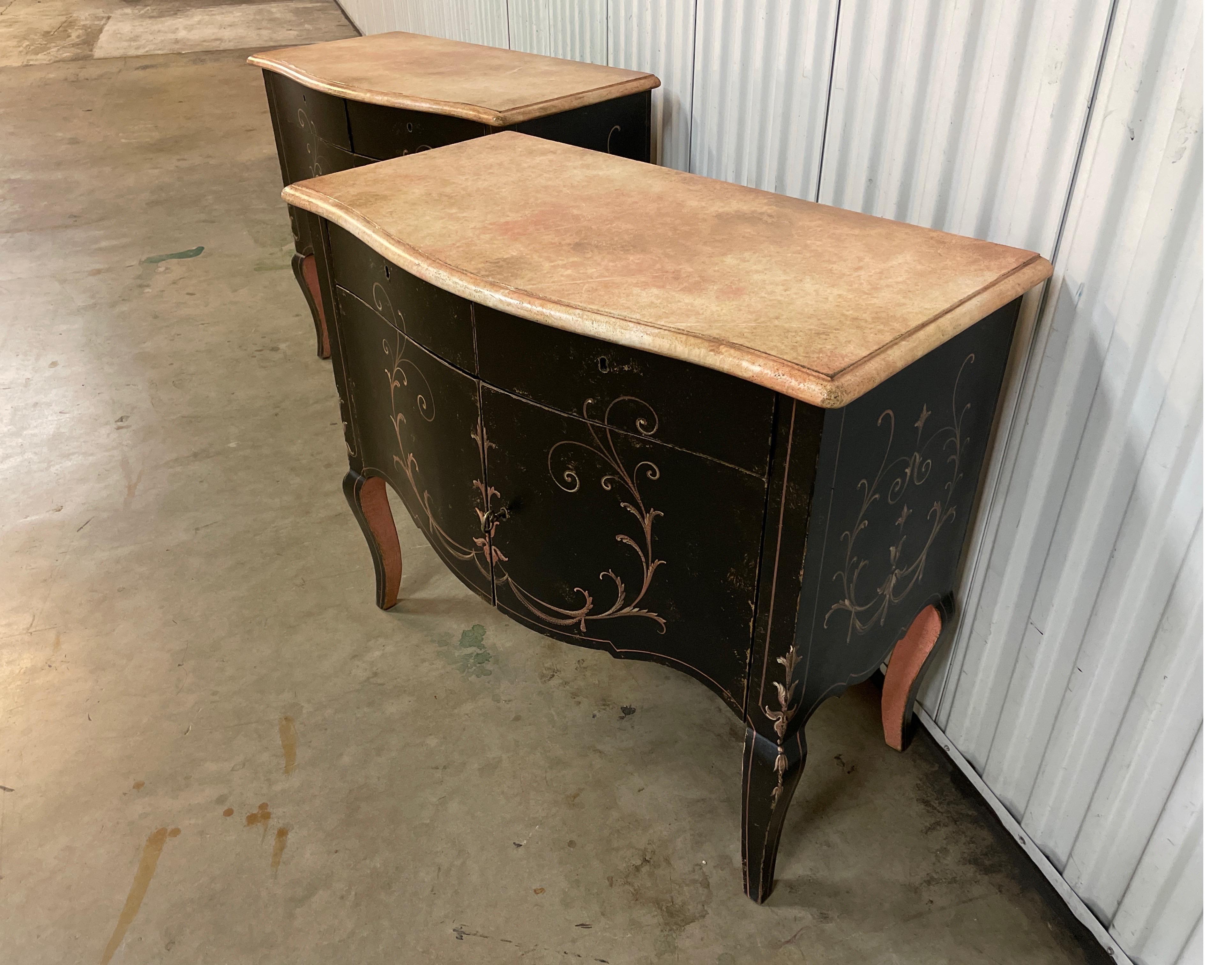 Pair of Hand Painted Italian Cabinets by Patina In Good Condition In West Palm Beach, FL