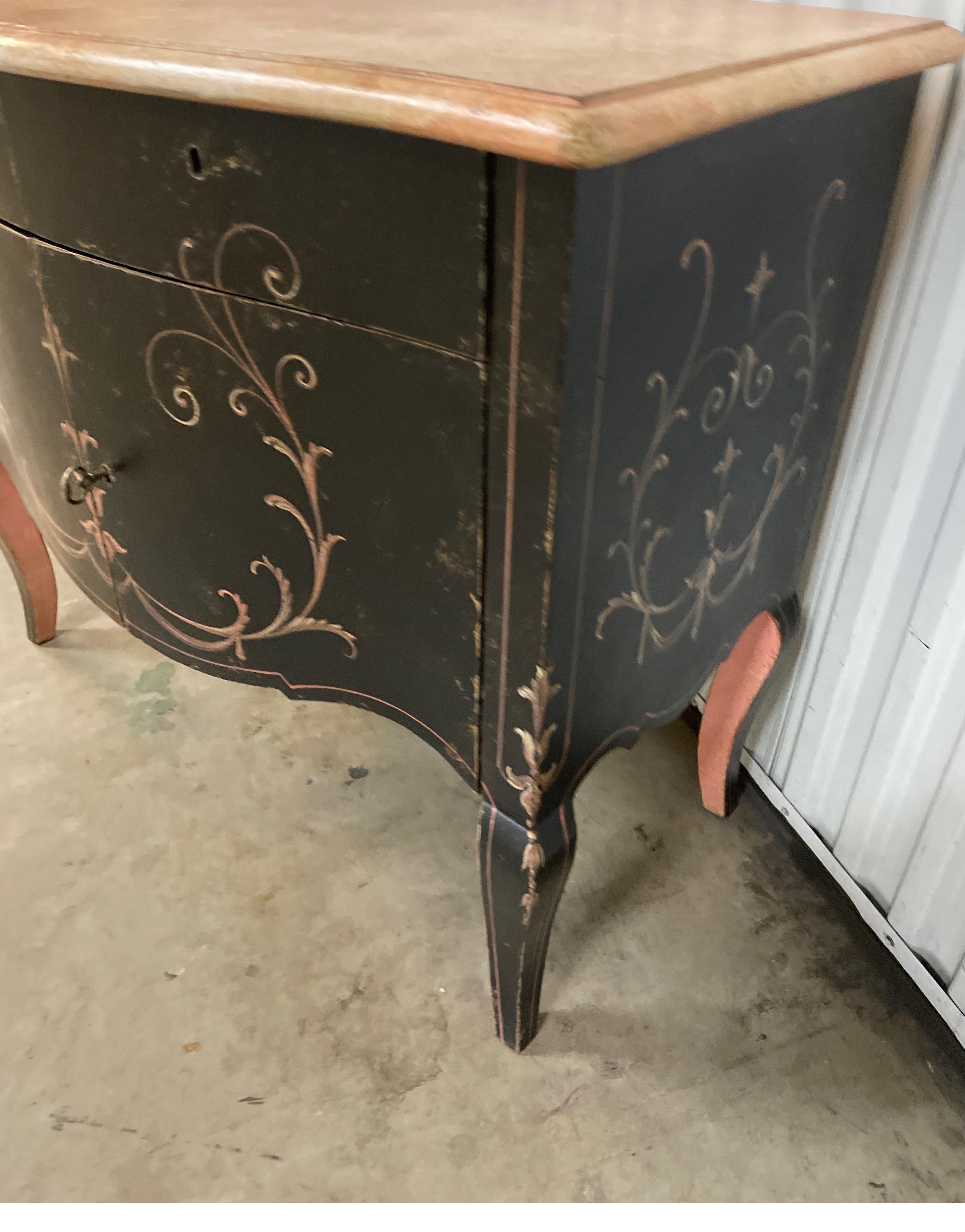 Wood Pair of Hand Painted Italian Cabinets by Patina