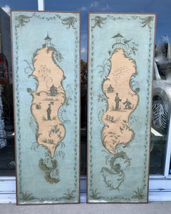 Pair of Hand Painted Italian Chinoiserie Murals