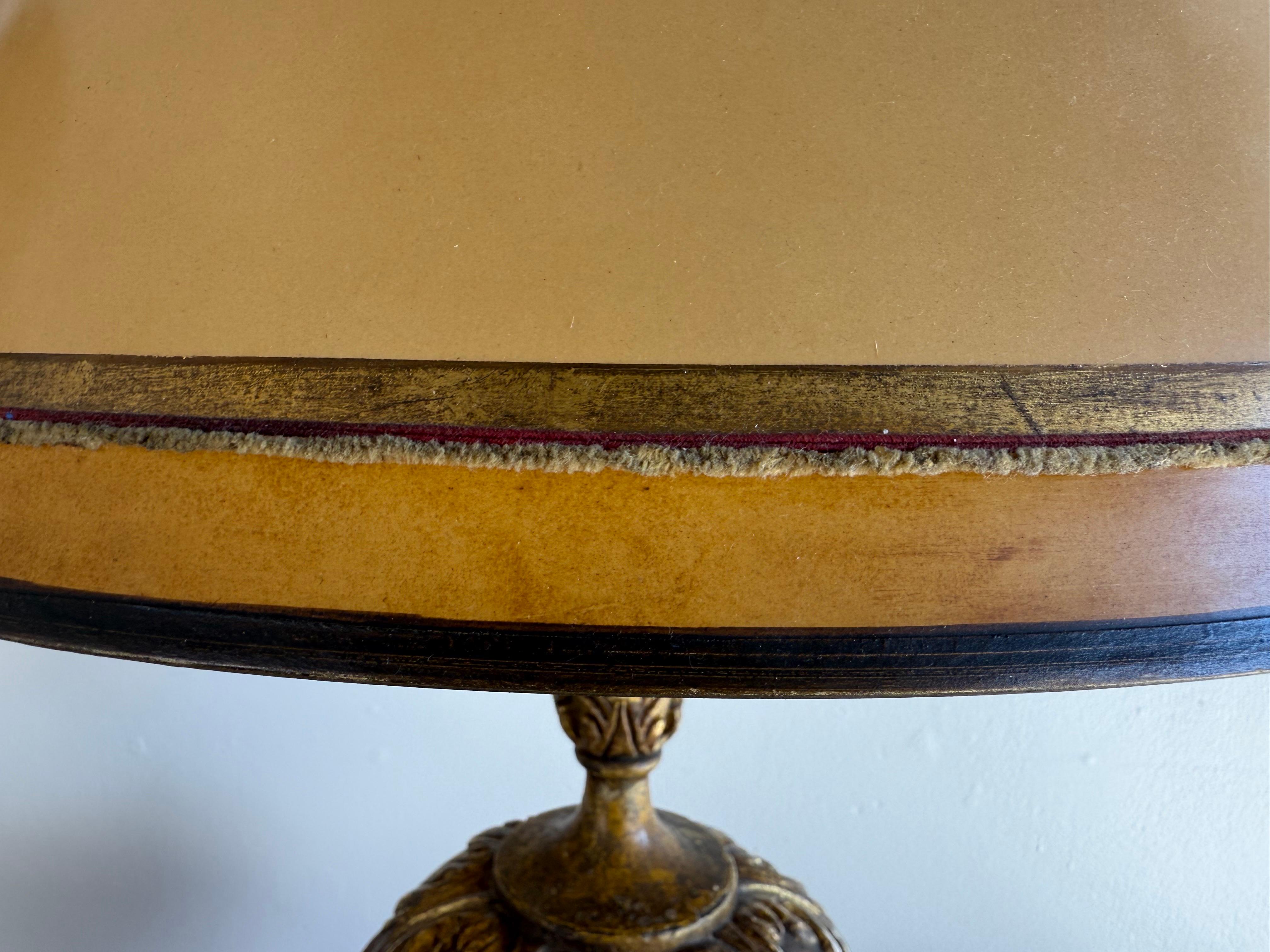 italien Paire de lampes peintes à la main avec abat-jours en parchemin en vente
