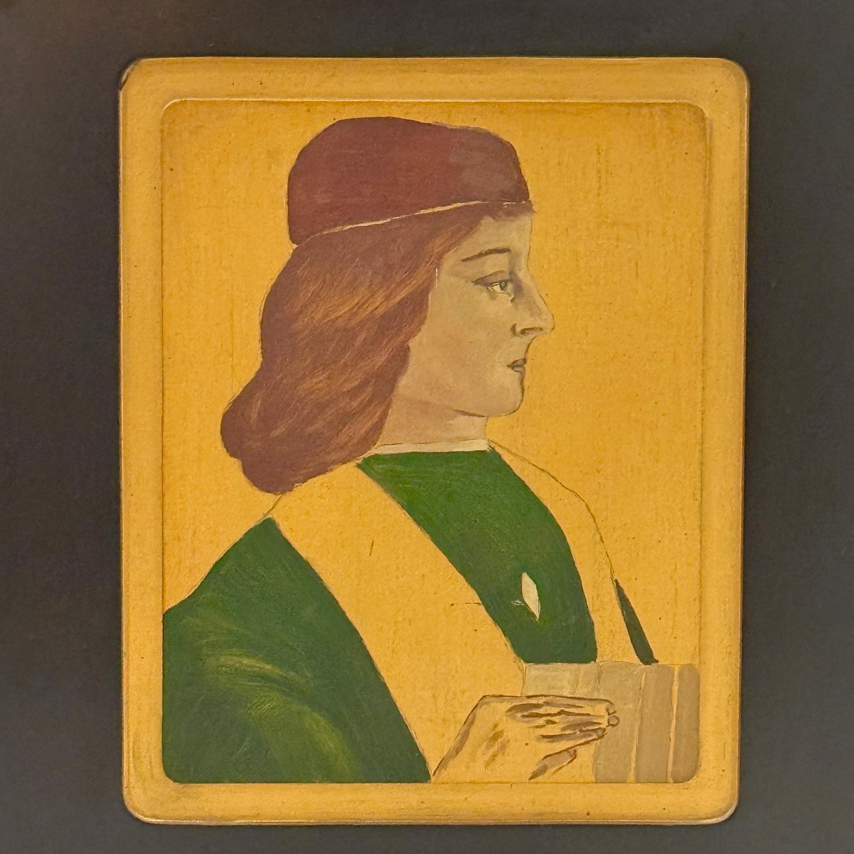 Paire de portraits de Médicis peints à la main sur panneaux de Wood Wood, c. 1930. en vente 4