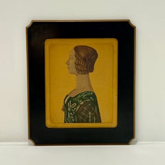 Pair of Hand Painted Medici Portraits on Carved Wood Panels, c. 1930's