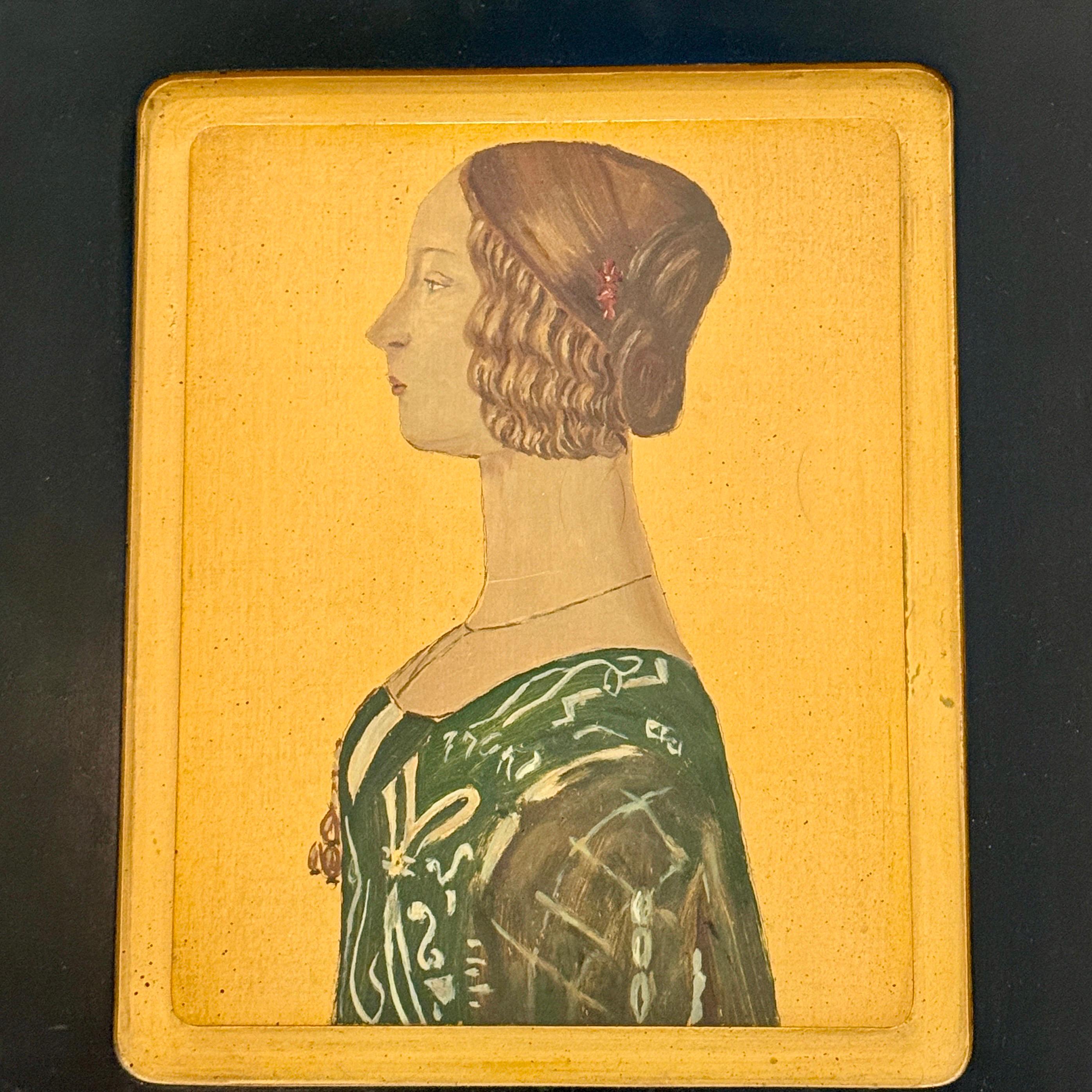 Paire de portraits de Médicis peints à la main sur panneaux de Wood Wood, c. 1930. Bon état - En vente à Fort Lauderdale, FL