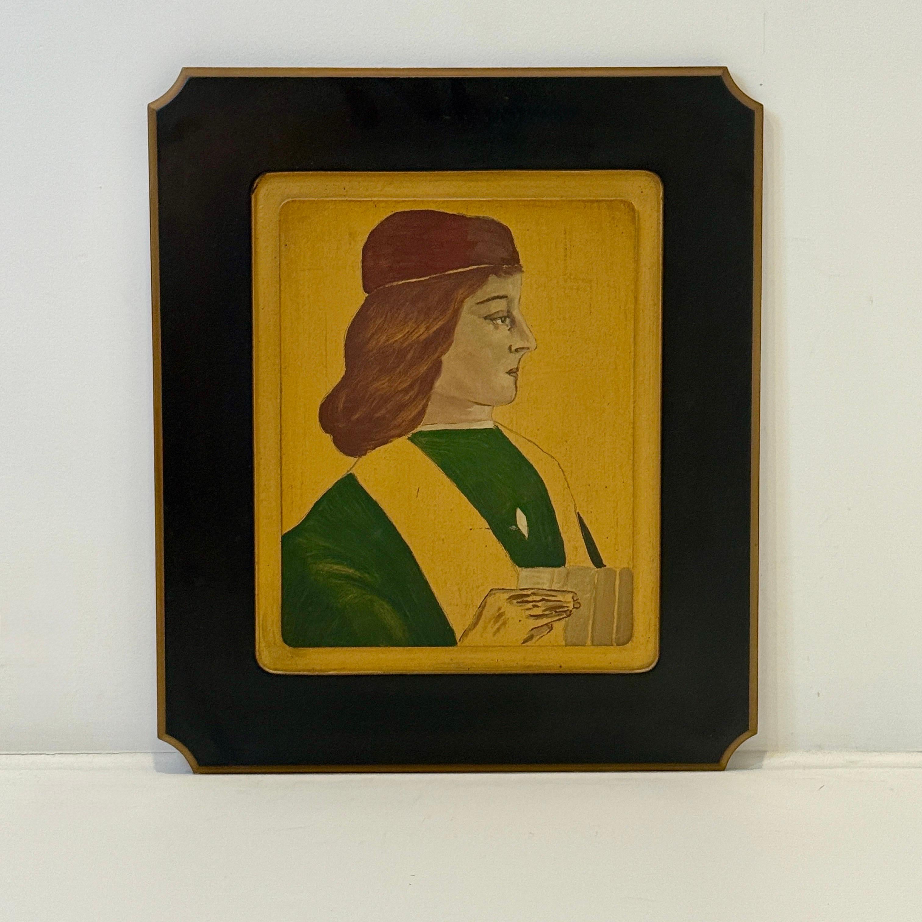Bois Paire de portraits de Médicis peints à la main sur panneaux de Wood Wood, c. 1930. en vente