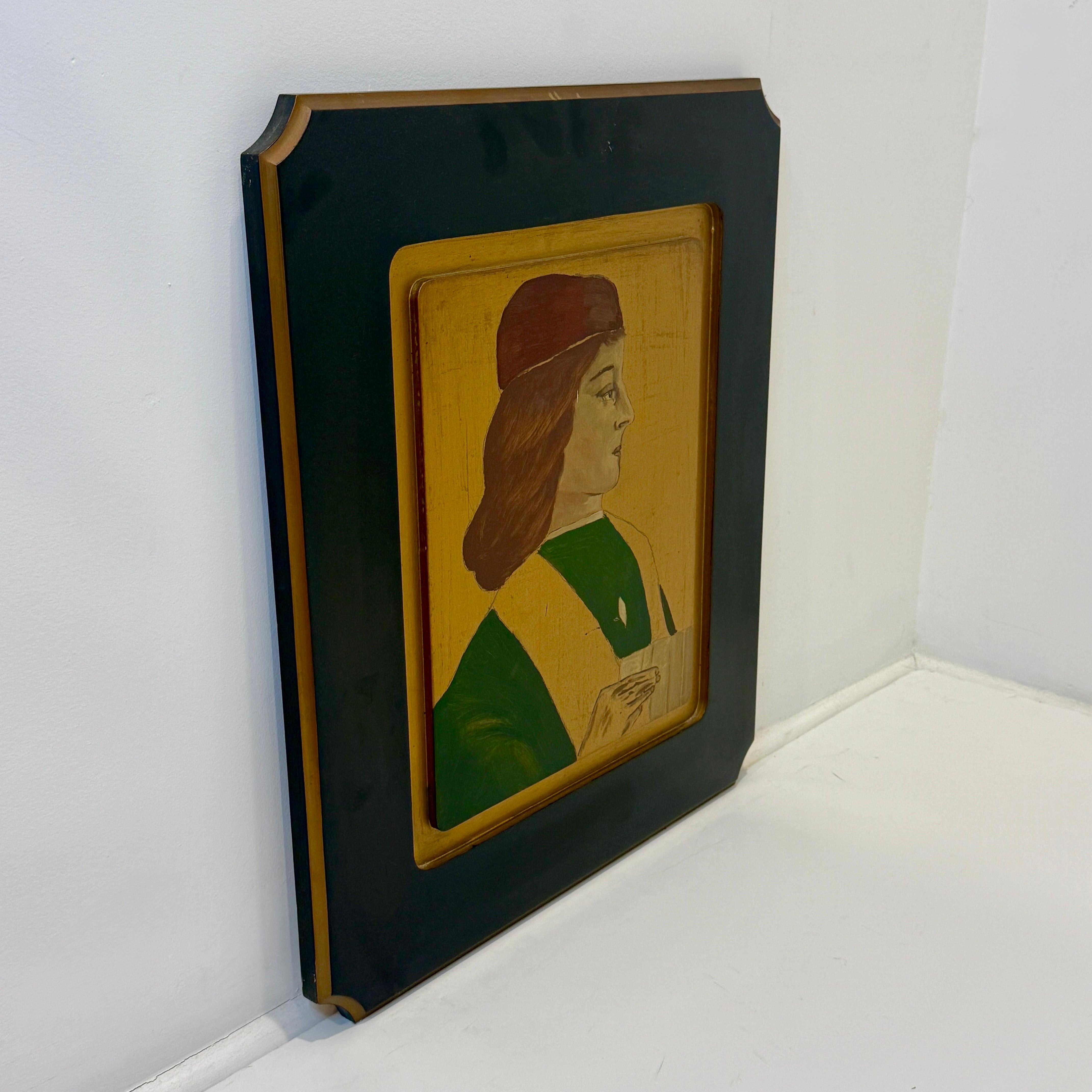 Paire de portraits de Médicis peints à la main sur panneaux de Wood Wood, c. 1930. en vente 2