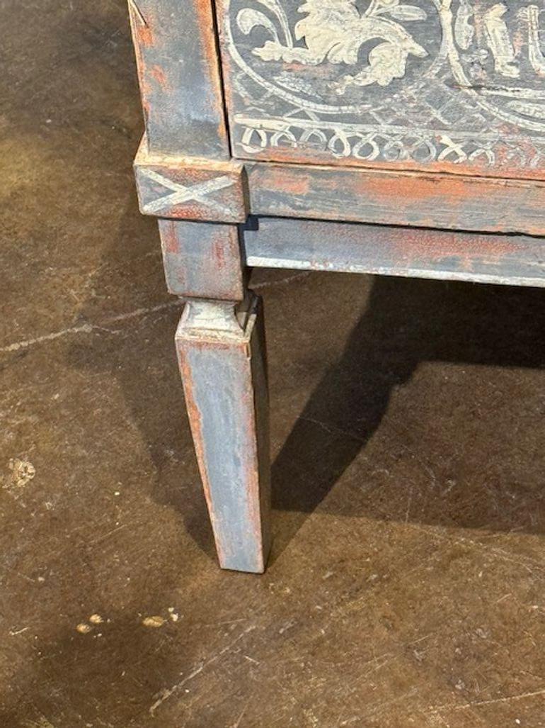 Wood Pair of Hand Painted Neo-Classical Style Bedside Tables From Germany For Sale
