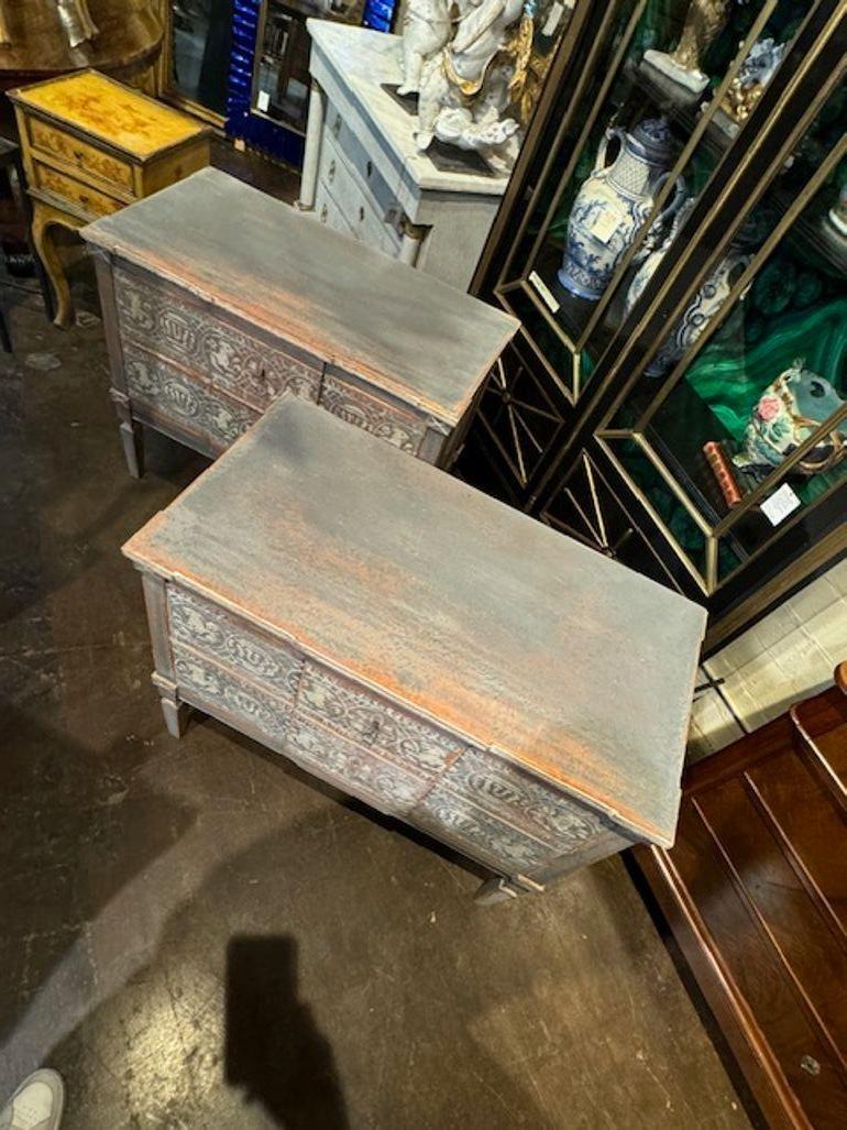 Pair of Hand Painted Neo-Classical Style Bedside Tables From Germany For Sale 1