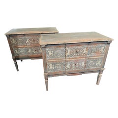 Pair of Hand Painted Neo-Classical Style Bedside Tables From Germany