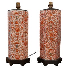 Pair of Hand Painted Oriental Country House Table Lamps