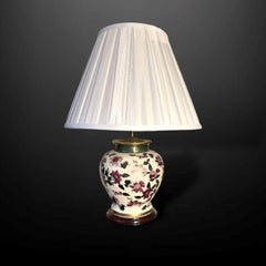 Pair of hand painted oriental crackleware floral table lamps