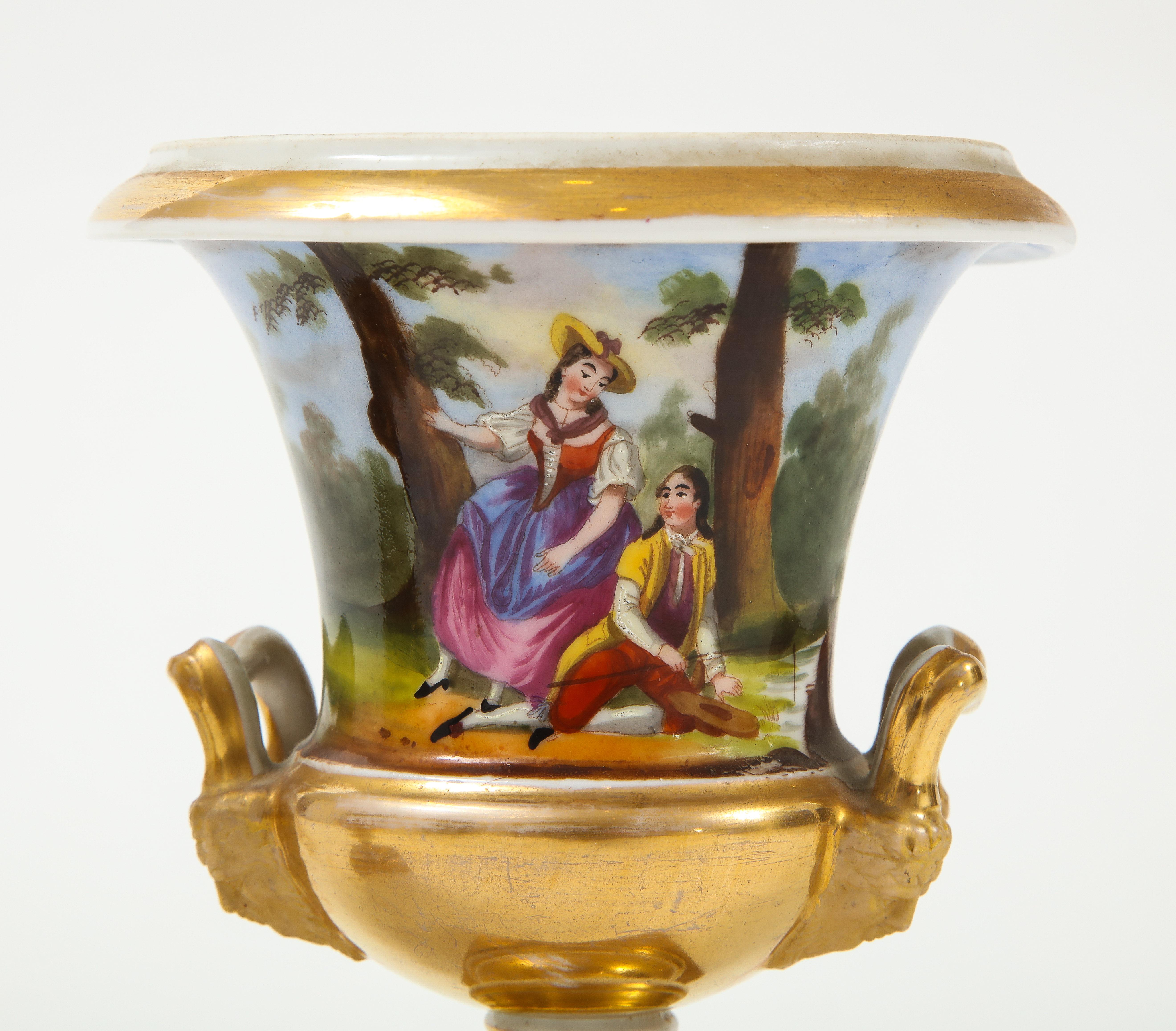 Pair of Hand Painted Porcelain Cache Pots For Sale 4