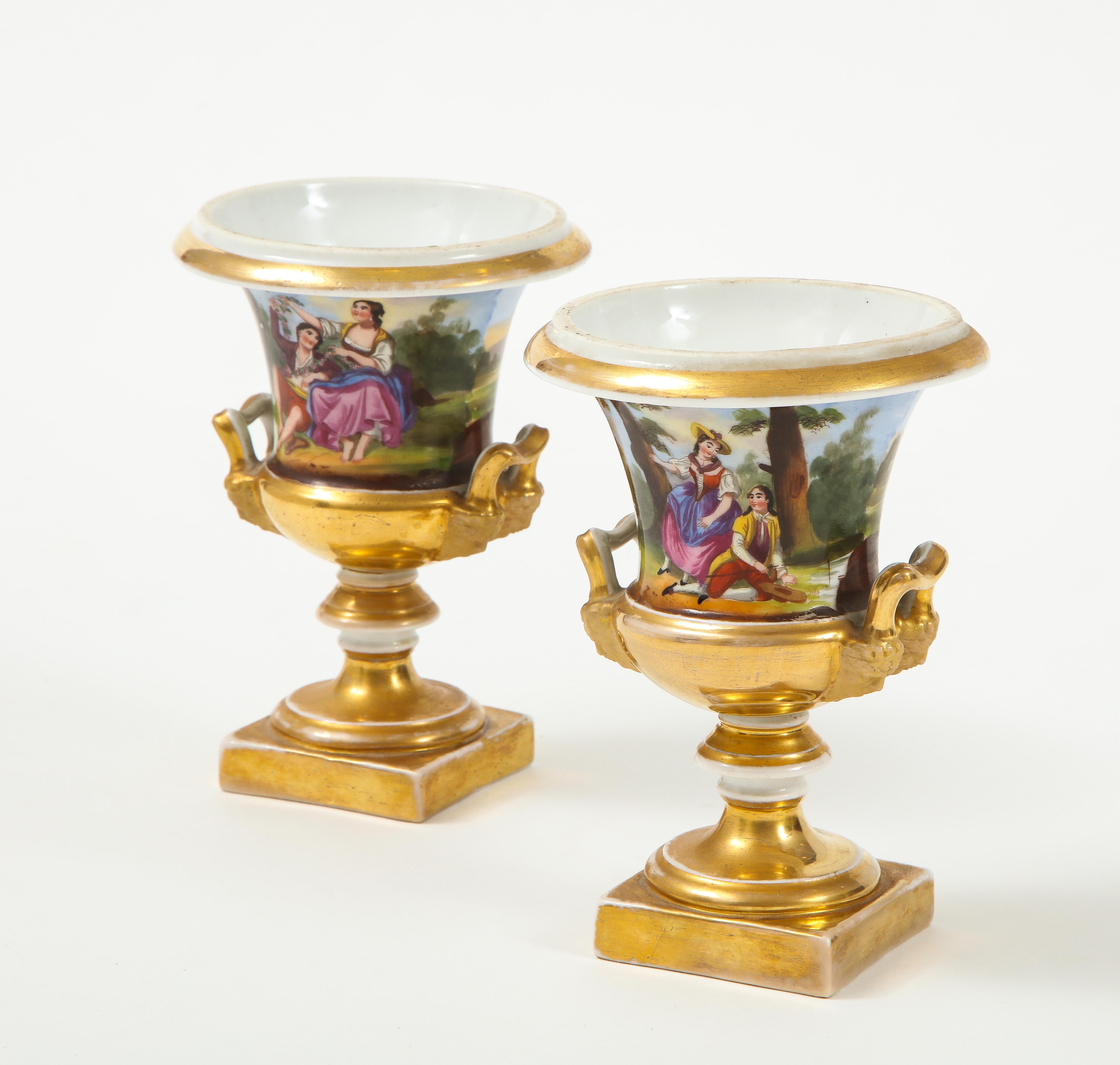 Austrian Pair of Hand Painted Porcelain Cache Pots For Sale